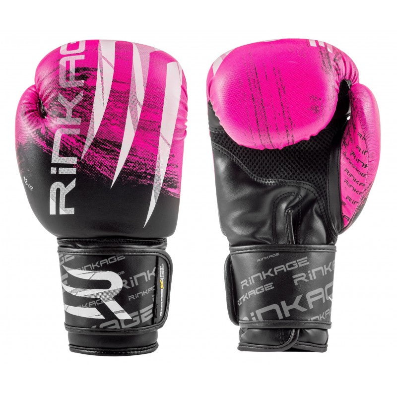 Gants De Boxe Entraînement METAL BOXE Starter Noir/Rose 12 Oz - Confort Plus