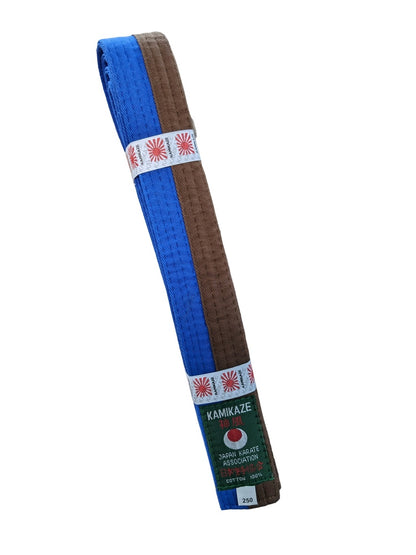 Ceinture bicolore Bleue Marron piquée KAMIKAZE