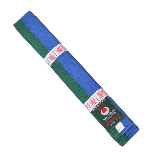 Ceinture bicolore Verte Bleue piquée KAMIKAZE