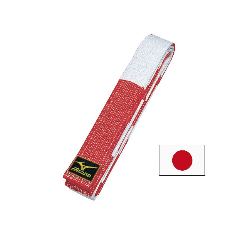 Ceinture piquée Blanche / Rouge Mizuno SENSEI Japon