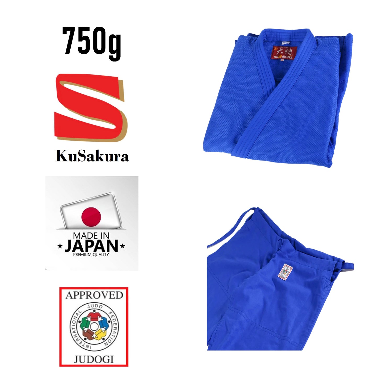 Judo-gi KuSakura Taisho JNV - 750g -IJF – Bleu